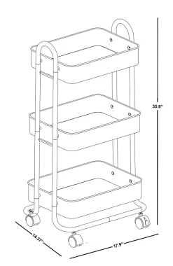 Realspace® Mobile 3-Tier Storage Cart, 35-5/8"H x 17-15/16"W x 14-5/16"D, Off-White