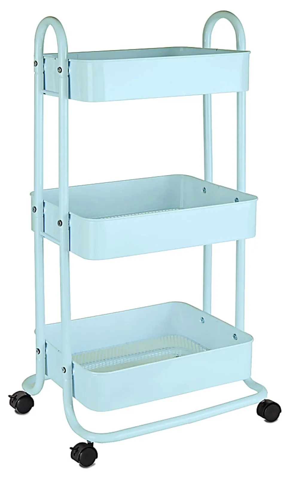 Realspace® Mobile 3-Tier Storage Cart, 35-5/8"H x 17-15/16"W x 14-5/16"D, Light Blue