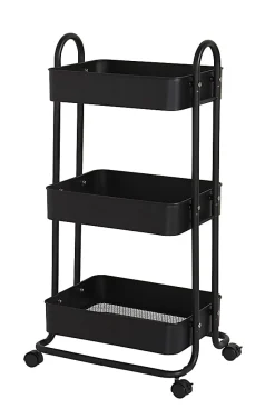 RealspaceĀ® Mobile 3-Tier Storage Cart, 35-5/8"H x 17-15/16"W x 14-5/16"D, Black