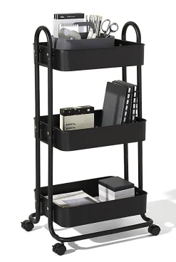 Realspace® Mobile 3-Tier Storage Cart, 35-5/8