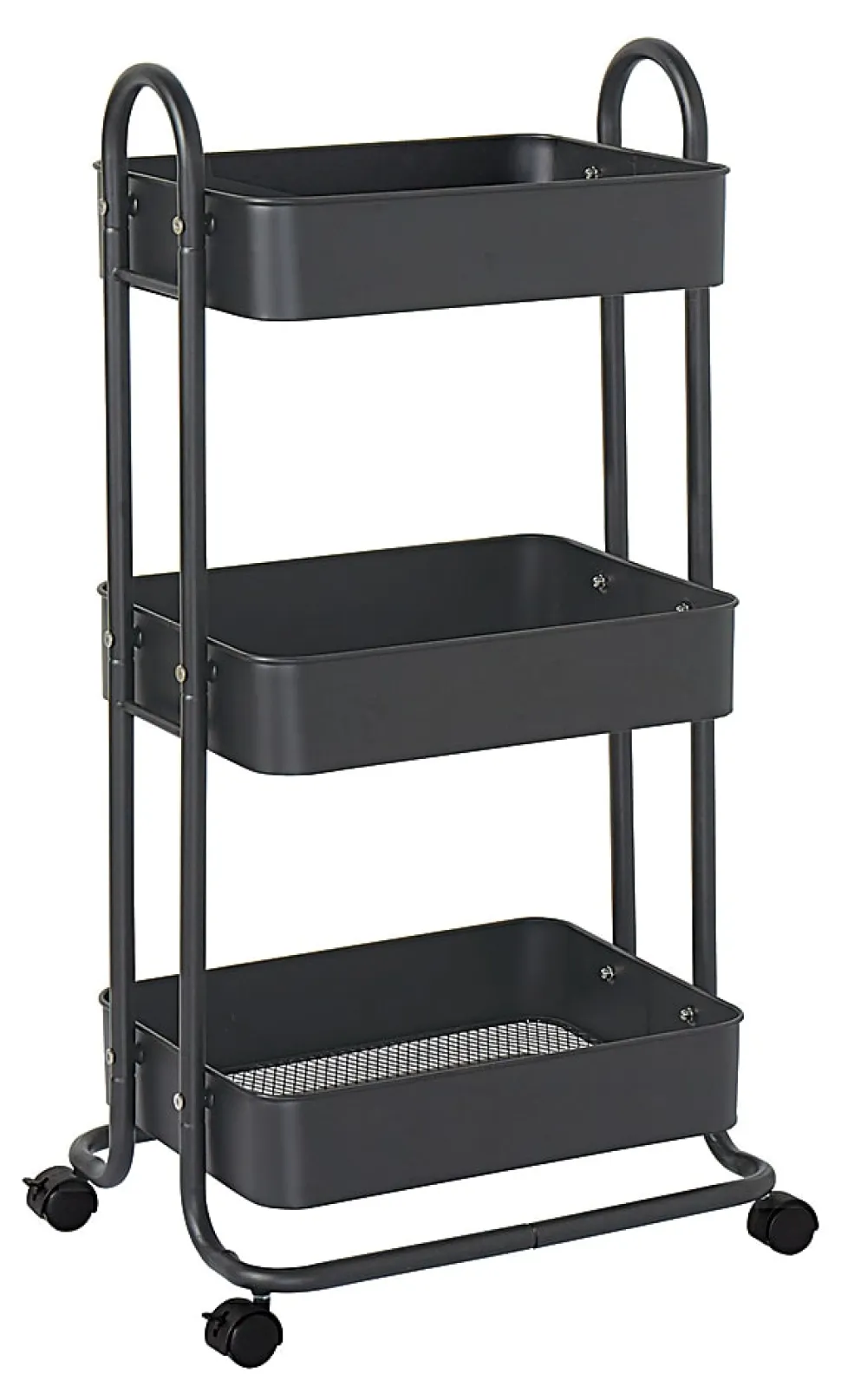 Realspace® Mobile 3-Tier Storage Cart, 35-5/8"H x 17-15/16"W x 14-5/16"D, Gray