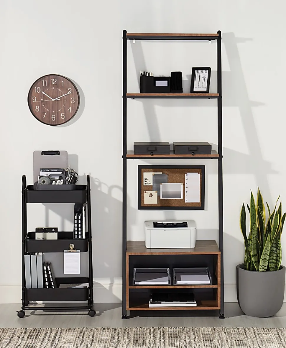 Realspace® Mobile 3-Tier Storage Cart, 35-5/8"H x 17-15/16"W x 14-5/16"D, Gray