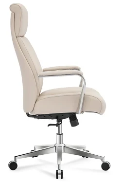 Realspace® Modern Comfort Modee Vegan Leather High-Back Executive Office Chair, Sand/Chrome, BIFMA Compliant