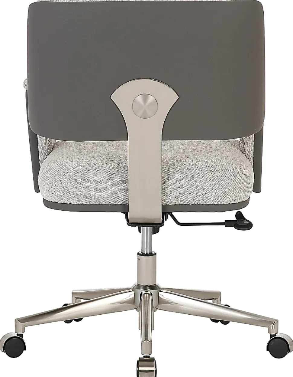 Realspace® Modern Comfort Picali Bouclé Fabric/Vegan Leather Low-Back Task Office Chair, White Stone/Gray/Brushed Nickel, BIFMA Compliant