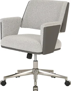 Realspace® Modern Comfort Picali Bouclé Fabric/Vegan Leather Low-Back Task Office Chair, White Stone/Gray/Brushed Nickel, BIFMA Compliant