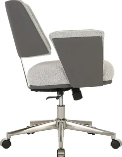 Realspace® Modern Comfort Picali Bouclé Fabric/Vegan Leather Low-Back Task Office Chair, White Stone/Gray/Brushed Nickel, BIFMA Compliant