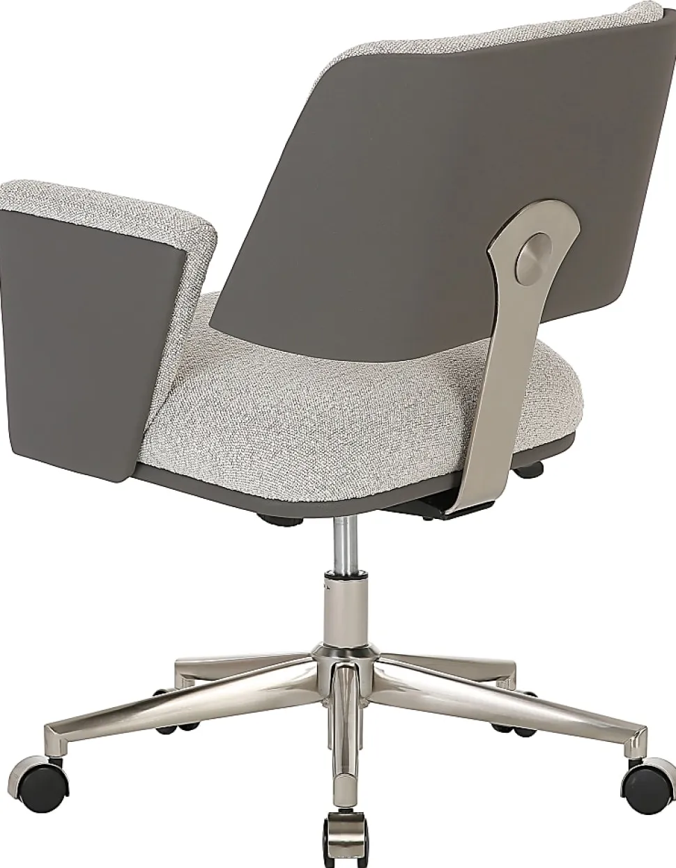 Realspace® Modern Comfort Picali Bouclé Fabric/Vegan Leather Low-Back Task Office Chair, White Stone/Gray/Brushed Nickel, BIFMA Compliant