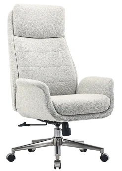 Realspace® Modern Comfort Pizana Bouclé Fabric High-Back Executive Office Chair, Light Sand/Brushed Nickel, BIFMA Compliant