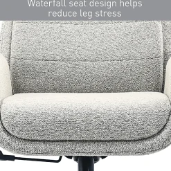 Realspace® Modern Comfort Pizana Bouclé Fabric High-Back Executive Office Chair, Light Sand/Brushed Nickel, BIFMA Compliant