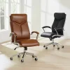 Realspace® Modern Comfort Verismo Bonded Leather High-Back Executive Office Chair, Black/Chrome, BIFMA Compliant