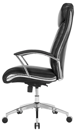 Realspace® Modern Comfort Verismo Bonded Leather High-Back Executive Office Chair, Black/Chrome, BIFMA Compliant