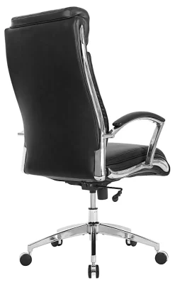 Realspace® Modern Comfort Verismo Bonded Leather High-Back Executive Office Chair, Black/Chrome, BIFMA Compliant