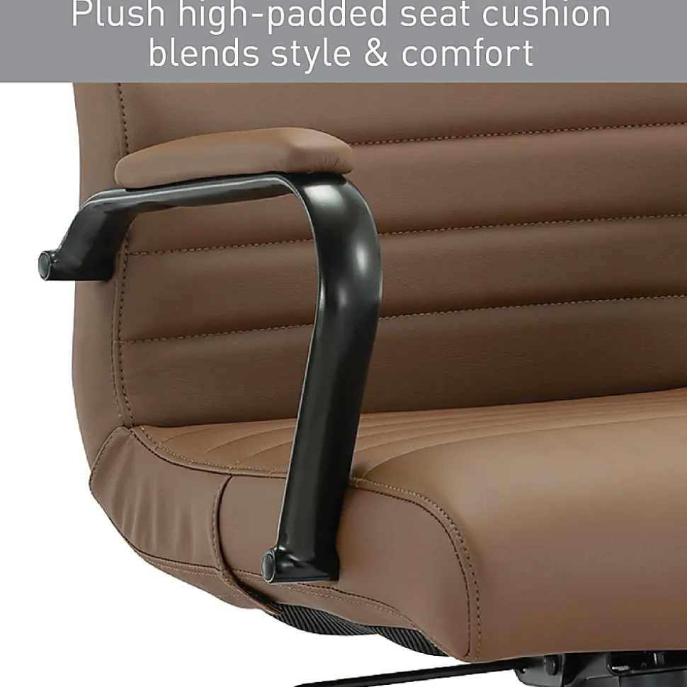 Realspace® Modern Comfort Winsley Bonded Leather Mid-Back Manager Office Chair, Brown/Black, BIFMA Compliant