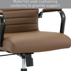 Realspace® Modern Comfort Winsley Bonded Leather Mid-Back Manager Office Chair, Brown/Black, BIFMA Compliant