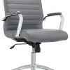 Realspace® Modern Comfort Winsley Bonded Leather Mid-Back Manager Office Chair, Gray/Chrome, BIFMA Compliant