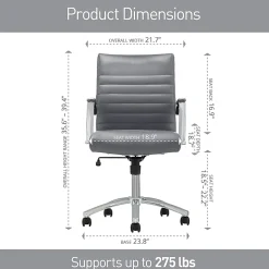 Realspace® Modern Comfort Winsley Bonded Leather Mid-Back Manager Office Chair, Gray/Chrome, BIFMA Compliant