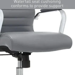 Realspace® Modern Comfort Winsley Bonded Leather Mid-Back Manager Office Chair, Gray/Chrome, BIFMA Compliant