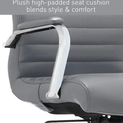 Realspace® Modern Comfort Winsley Bonded Leather Mid-Back Manager Office Chair, Gray/Chrome, BIFMA Compliant
