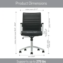 Realspace® Modern Comfort Winsley Bonded Leather Mid-Back Manager Office Chair, Black/Silver, BIFMA Compliant