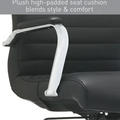 Realspace® Modern Comfort Winsley Bonded Leather Mid-Back Manager Office Chair, Black/Silver, BIFMA Compliant