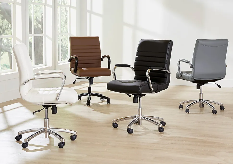 Realspace® Modern Comfort Winsley Bonded Leather Mid-Back Manager Office Chair, Black/Silver, BIFMA Compliant