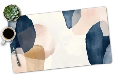 Realspace⢠Modern Desk Pad, 14-3/4" x 26", 30% Recycled, Blue/Cream Abstract