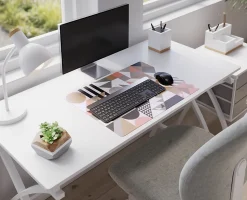 Realspace⢠Modern Desk Pad, 14-3/4" x 22-5/8", 30% Recycled, Multicolor Geometric