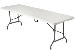 Realspace® Molded Plastic Top Folding Table, 29"H x 96"W x 30"D, Platinum