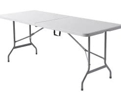 Realspace® Molded Plastic Top Folding Table with Handles, 29"H x 72"W x 29-1/4"D, Platinum/Charcoal
