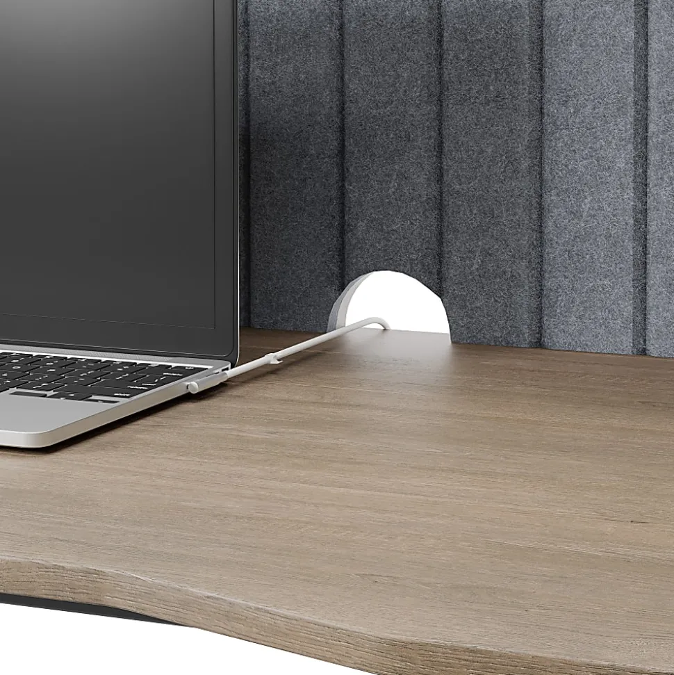 Realspace® Nashira 52"W Computer Desk With Detachable Hutch, Light Oak/Gray