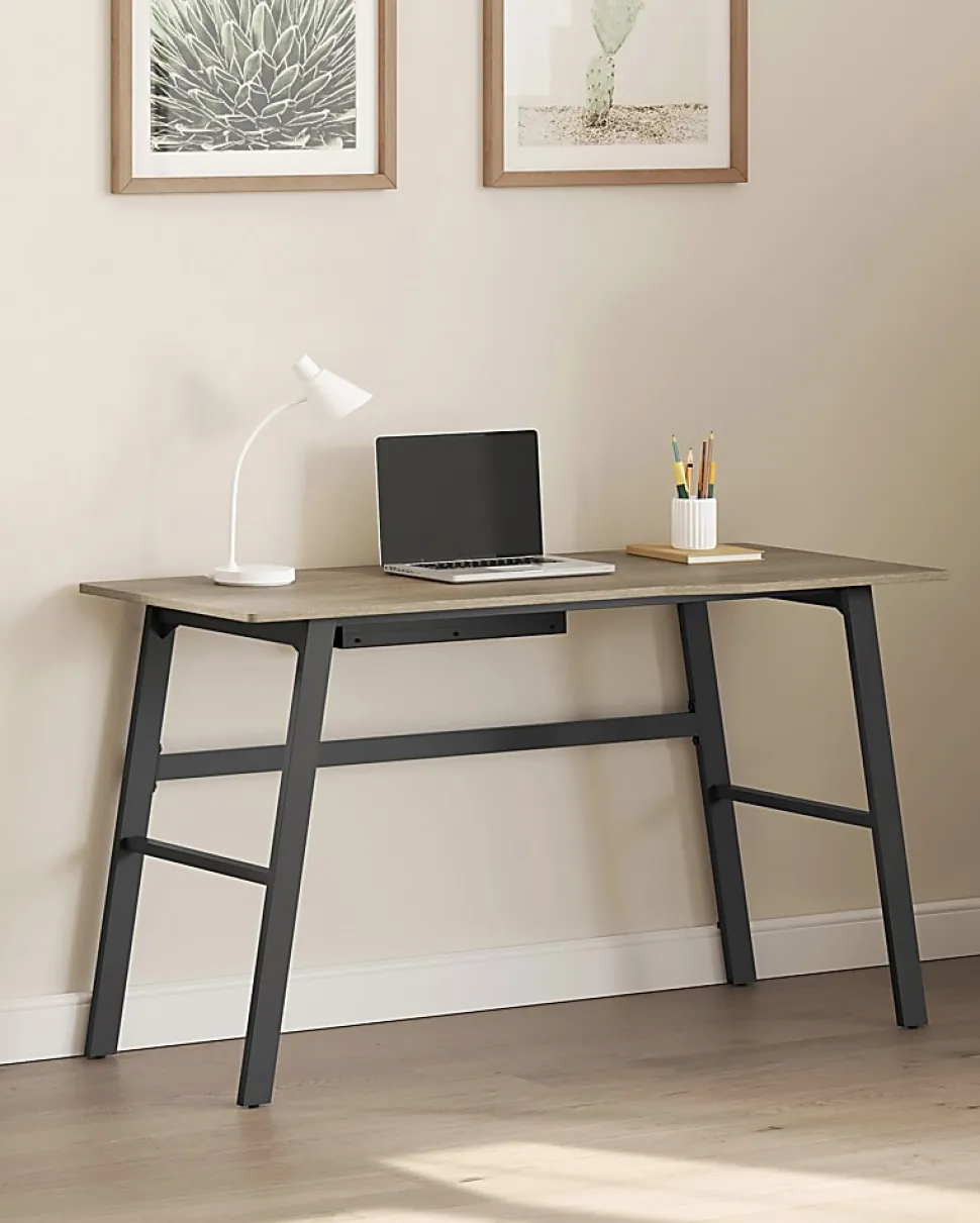 Realspace® Nashira 52"W Computer Desk With Detachable Hutch, Light Oak/Gray