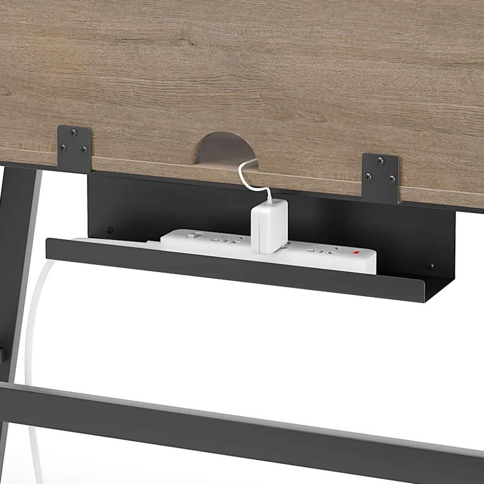 Realspace® Nashira 52"W Computer Desk With Detachable Hutch, Light Oak/Gray