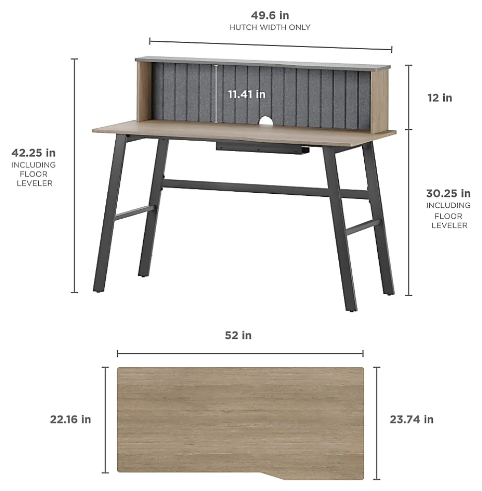 Realspace® Nashira 52"W Computer Desk With Detachable Hutch, Light Oak/Gray