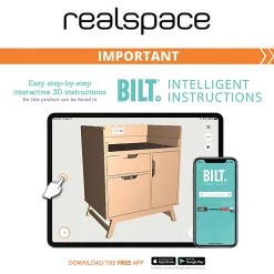 Realspace® Nashira 27"W Printer Stand With Charging Station, Light Oak/Gray