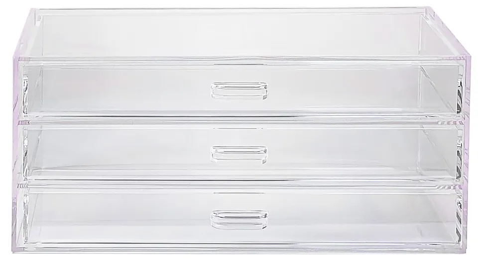 Realspace® Opaline Acrylic 3-Drawer Desktop Organizer, 4-5/16"H x 9-5/16"W x 5-3/8"D, Clear/Iridescent
