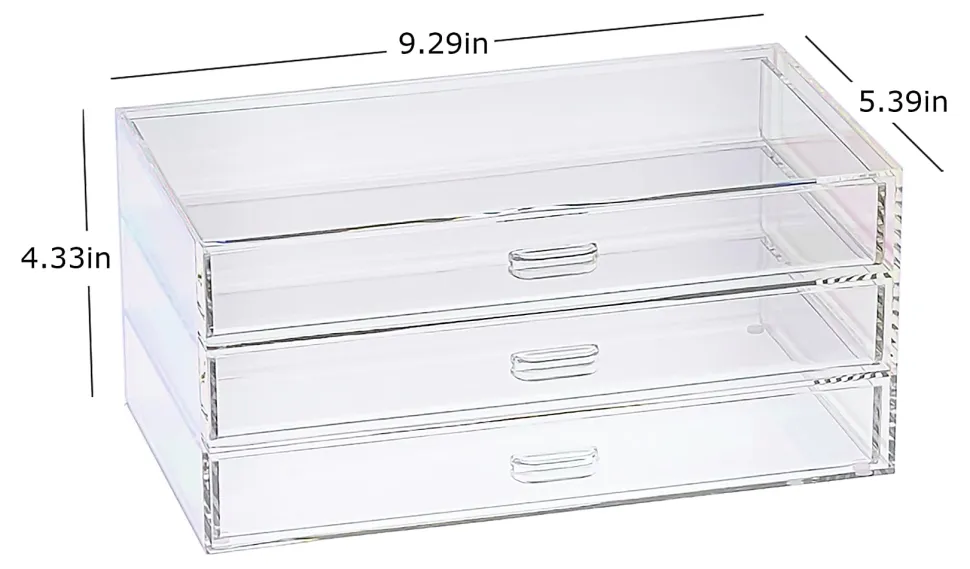 Realspace® Opaline Acrylic 3-Drawer Desktop Organizer, 4-5/16"H x 9-5/16"W x 5-3/8"D, Clear/Iridescent