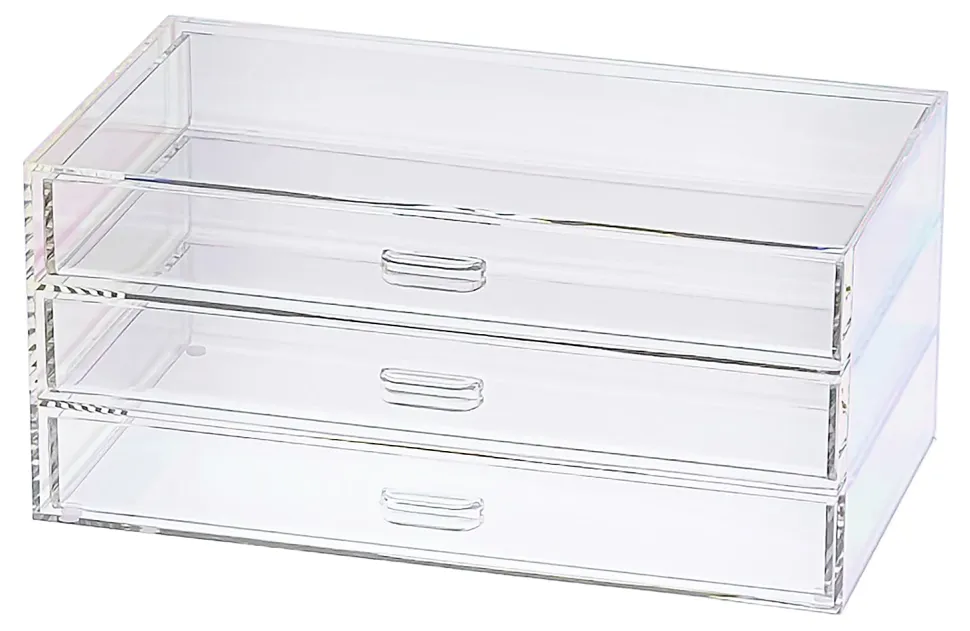 Realspace® Opaline Acrylic 3-Drawer Desktop Organizer, 4-5/16"H x 9-5/16"W x 5-3/8"D, Clear/Iridescent
