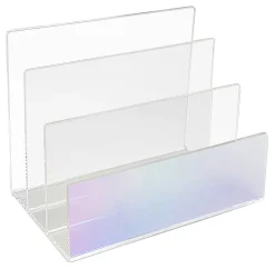 Realspace® Opaline Acrylic Letter Sorter, 5-11/16"H x 6-7/8"W x 3-15/16"D, Clear/Iridescent