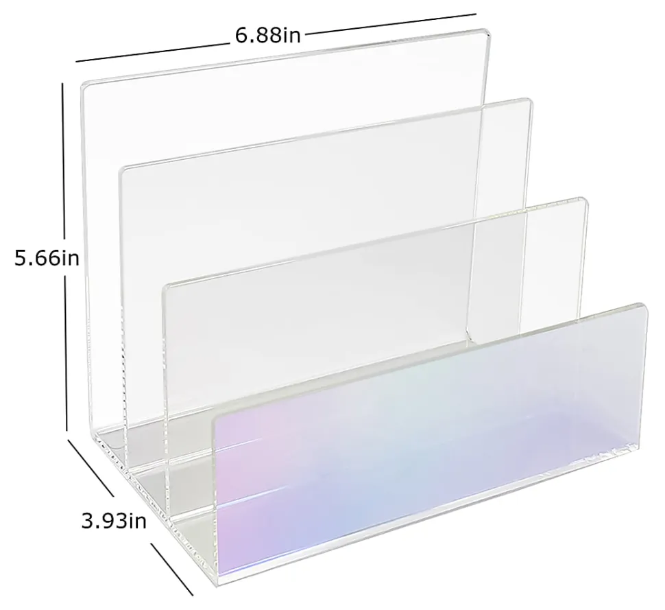 Realspace® Opaline Acrylic Letter Sorter, 5-11/16"H x 6-7/8"W x 3-15/16"D, Clear/Iridescent