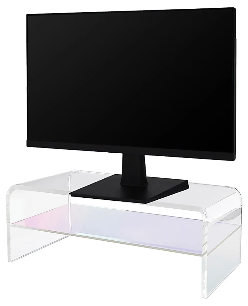 Realspace® Opaline Acrylic Monitor Stand, 7-1/2"H x 15"W x 5-1/2"D, Clear/Iridescent