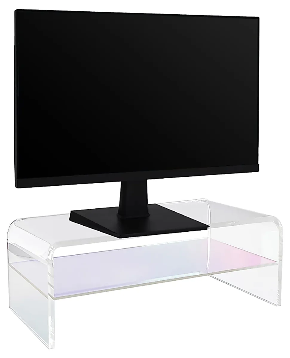Realspace® Opaline Acrylic Monitor Stand, 7-1/2"H x 15"W x 5-1/2"D, Clear/Iridescent
