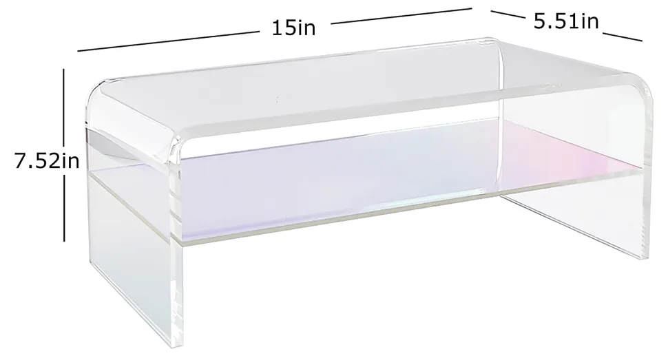 Realspace® Opaline Acrylic Monitor Stand, 7-1/2"H x 15"W x 5-1/2"D, Clear/Iridescent