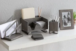 Realspace® Orix Wood/Metal Desktop Organizer With Coasters, 8-3/4