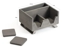 Realspace® Orix Wood/Metal Desktop Organizer With Coasters, 8-3/4