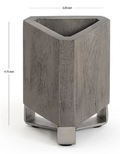 Realspace® Orix Wood/Metal Pen Cup, 4-3/4