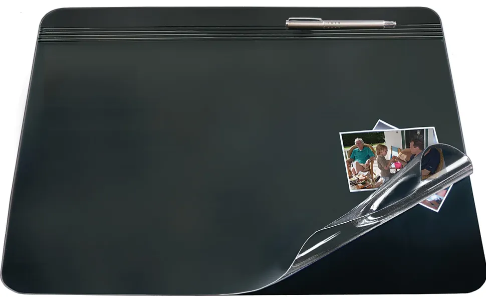 Realspace® Overlay Desk Pad With Antimicrobial Treatment, 19" x 24", Black/Clear