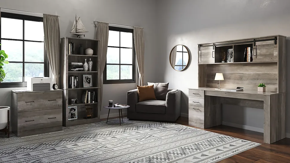 Realspace® Peakwood 71"H 5-Shelf Bookcase, Smoky Brown