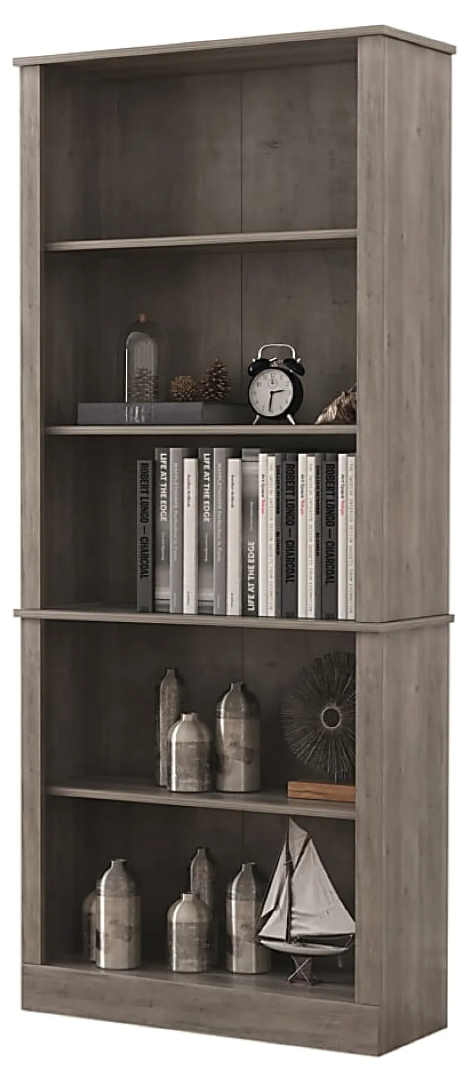 Realspace® Peakwood 71"H 5-Shelf Bookcase, Smoky Brown