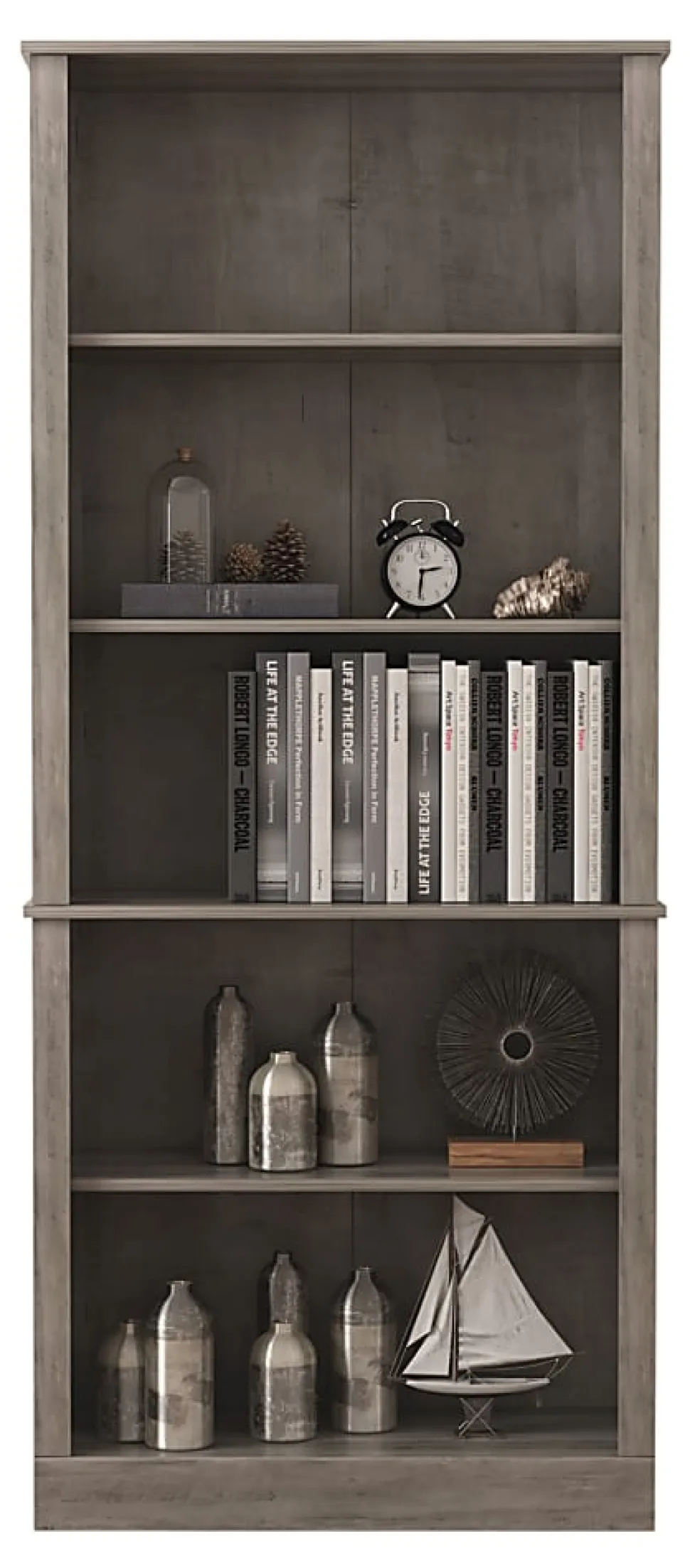 Realspace® Peakwood 71"H 5-Shelf Bookcase, Smoky Brown
