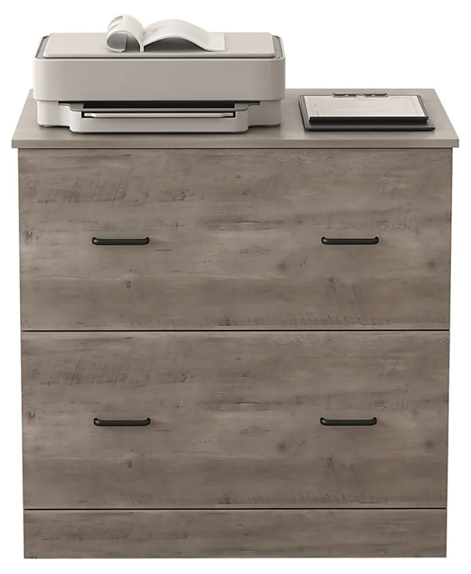 Realspace® Peakwood 30-1/2"W x 21-4/5"D Lateral 2-Drawer File Cabinet, Smoky Brown